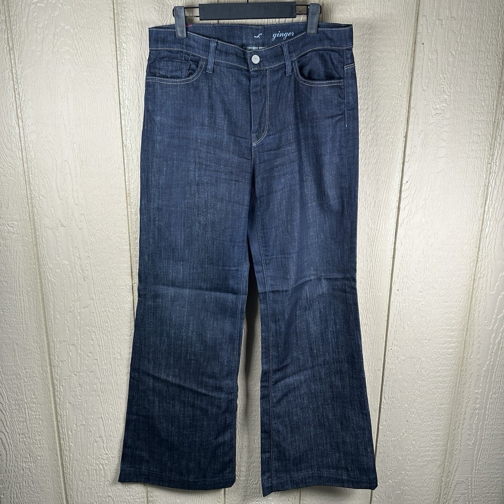 7 For All Mankind Ginger Jeans Womens 32 Blue Wide Leg Trouser Flare Dark Wash